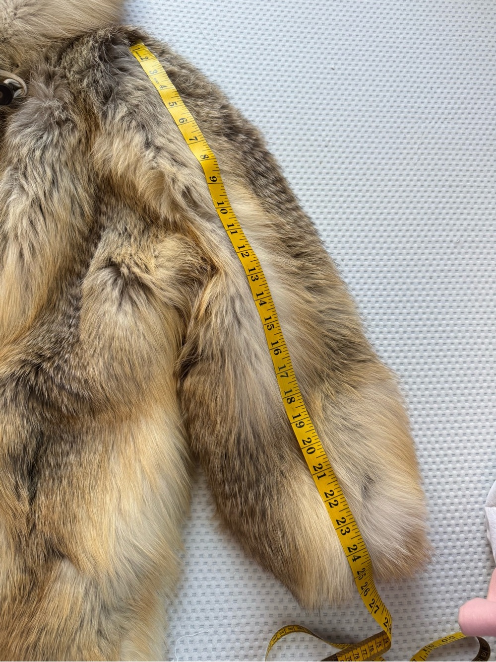 Golden island gold fox Luxurious Natural Fur Coat -Honey Blonde Tones Men  hood - Picture 16 of 16